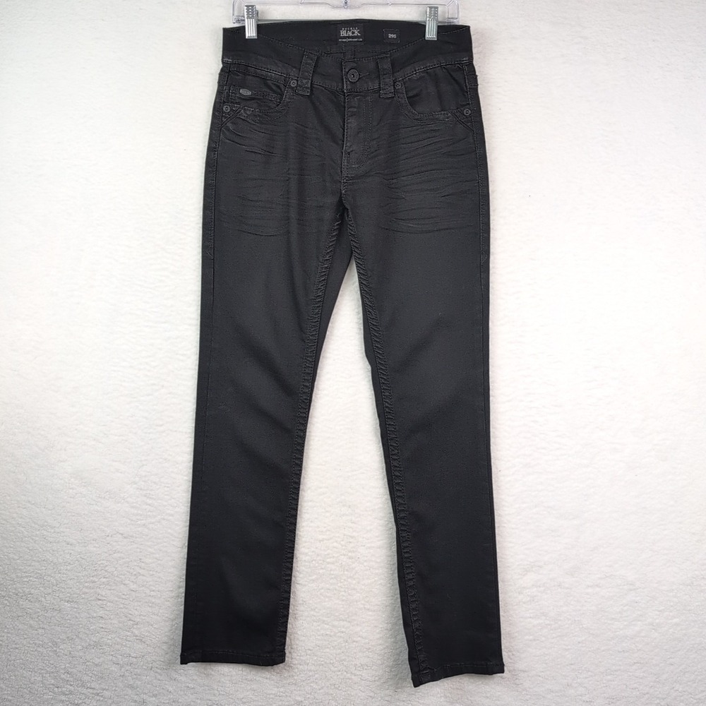 Buckle Black Fit No 3 Straight Leg Black Denim Jeans Mens Leather Accents Sz 29S